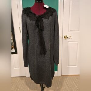 Love Moschino 100% Wool Gray Sweater Dress, Size 46